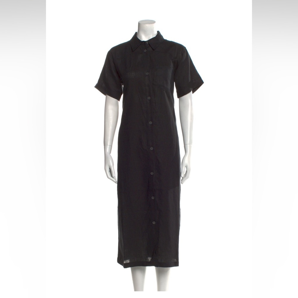 NWT MARA HOFFMAN Button-Up Midi Dress in Black Linen